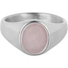 Charmin's Zegelring met Platte Ovale Licht-roze Rozenkwarts Edelsteen Staal R1481