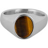 Charmin's Zegelring met Platte Ovale Tijgeroog Edelsteen Staal R1477