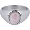 Charmin's Zegelring met Bolle Ovale Licht-roze Rozenkwarts Edelsteen Staal R1268