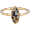 Charmin's Gold-colored Oval Signet Ring with Dalmatian Jasper Gemstone Steel R1208