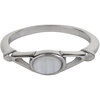 Charmin&rsquo;s Ovale Elegante Witte Cateye Ring Staal R1159