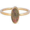 Charmin's Gold-Colored Oval Signet Ring with Jasper Rainforest Gemstone Steel R1209