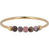 Bague Charmin's Anxiety Perles Rhodonite Rose-Noire Palmier Plaqu&eacute; Or R1198