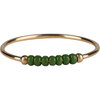 R0988 Anxiety Ring Palm Olivegreen Beads Goldplated 
