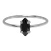 Charmin&#039;s Stalen Ring met Ellipsvormig Zwart Kristal Steentje R1682 &ndash; Krachtig Statement