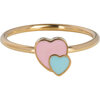 Bague enfant KIDZ en acier dor&eacute; avec deux c&oelig;urs KR173 &ndash; Amoureuse et color&eacute;e