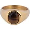 Charmin's Goudkleurige Zegelring met Bolle Ovale Tijgeroog Edelsteen Staal R1271