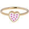 KIDZ Kinderring Goudkleurig Staal met Hartje en Roze Stippen KR169 &ndash; Speels en Schattig