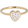 KIDZ Kinderring Goudkleurig Staal met Hartje en Zachtroze Stippen KR167 &ndash; Lief en Dromerig