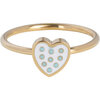 KIDZ Kinderring Goudkleurig Staal met Hartje en Blauwe Stippen KR135 &ndash; Fris en Vrolijk