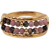 Charmin&#039;s Anxiety Ring Twee Rijen NaturalStones Rhodoniet Beads Goudkleurig R1670