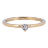 Charmin's Triangle Solitaire Gold-Colored Ring White Stone Steel R1297