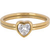 Charmin's Goudkleurige Dubbele Ring met kristal Hartje R1512&ndash; Stoere Liefde