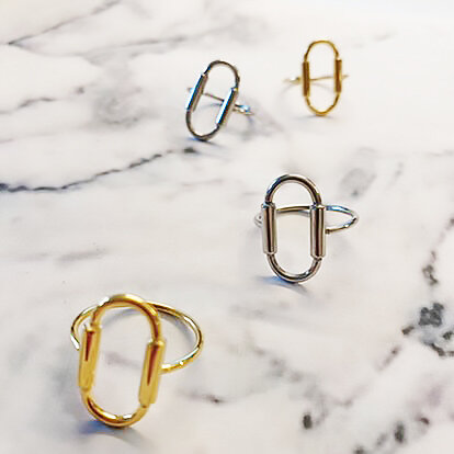 R642 Big Open Oval Shiny Steel