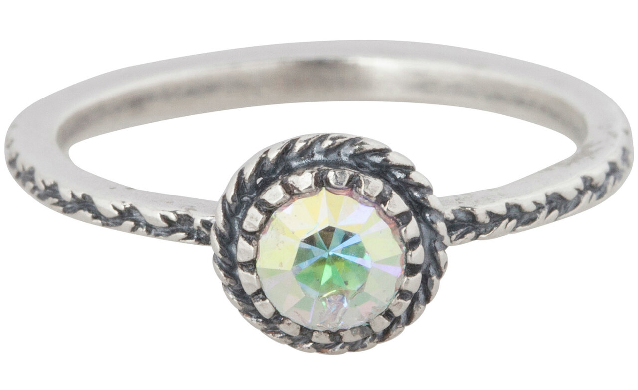 Zilveren Ring R285 Black Crown Crystal Diamond