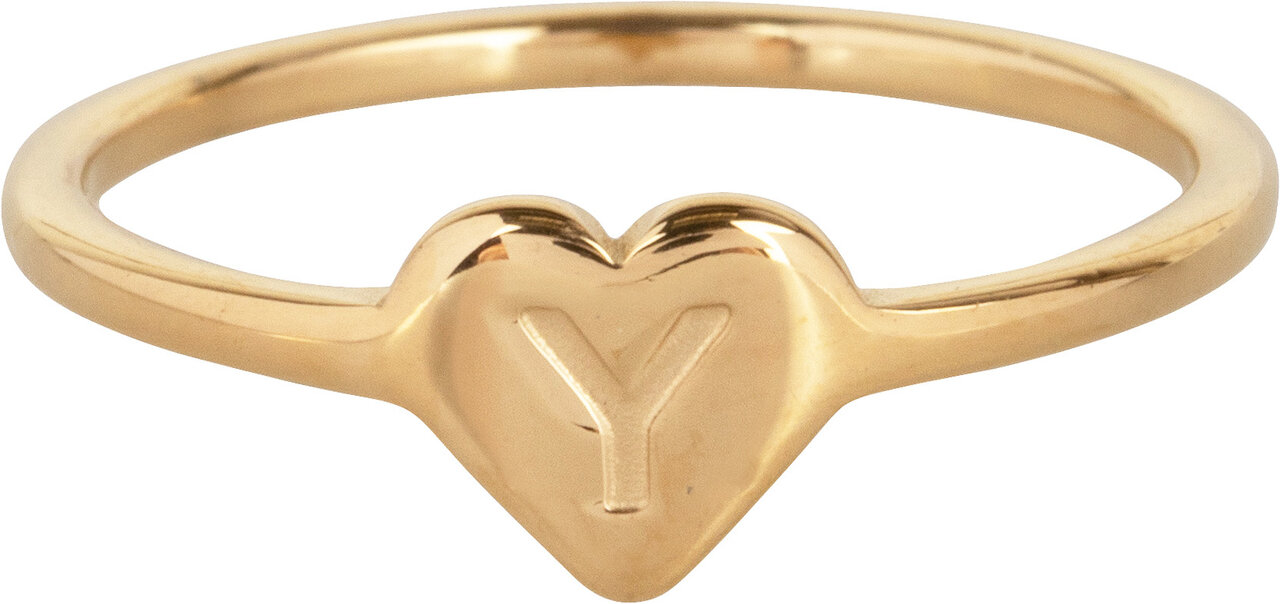 Charmin’s initialen zegelring hartje Goldplated R1015-Y Letter Y