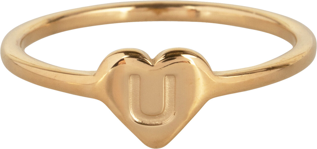 Charmin’s initialen zegelring hartje Goldplated R1015-U Letter U