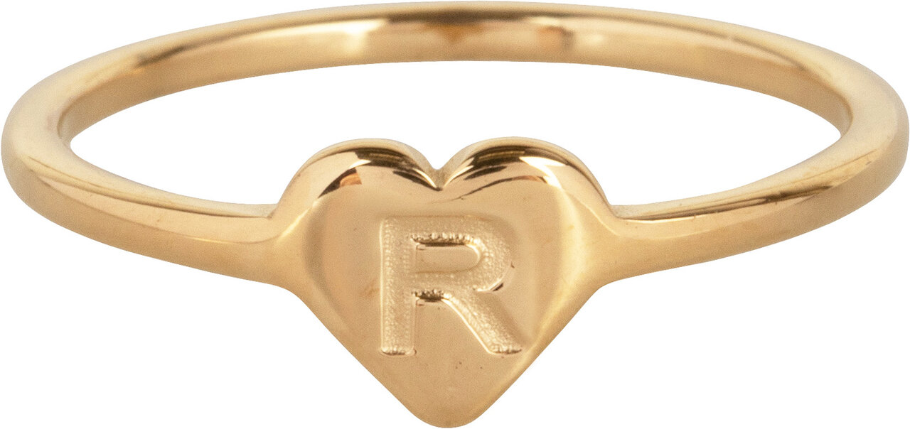 Charmin’s initialen zegelring hartje Goldplated R1015-R Letter R