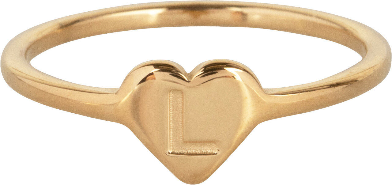 Charmin’s initialen zegelring hartje Goldplated R1015-L Letter L