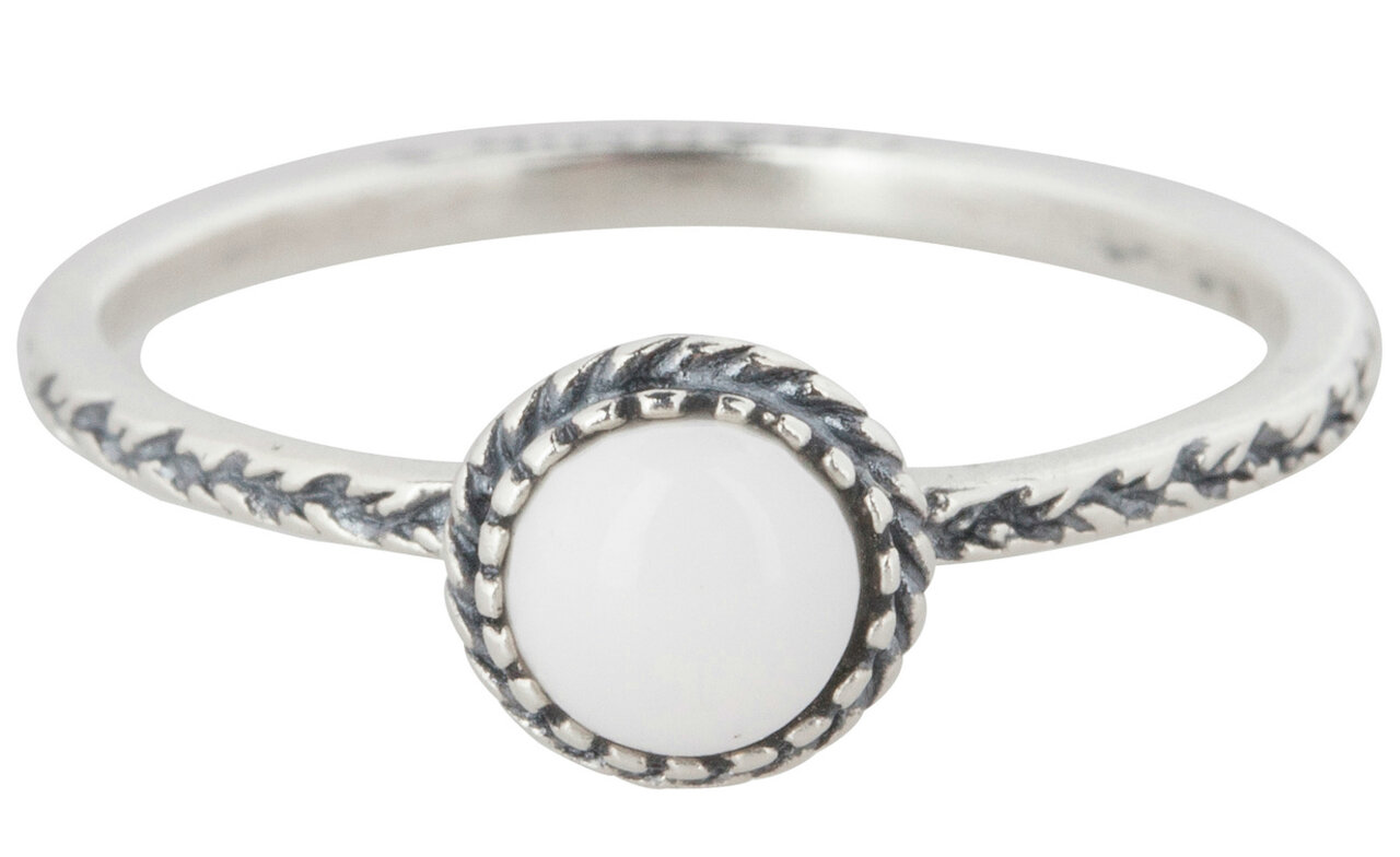 Zilveren Ring R292 White 'Crown Nat Stone'
