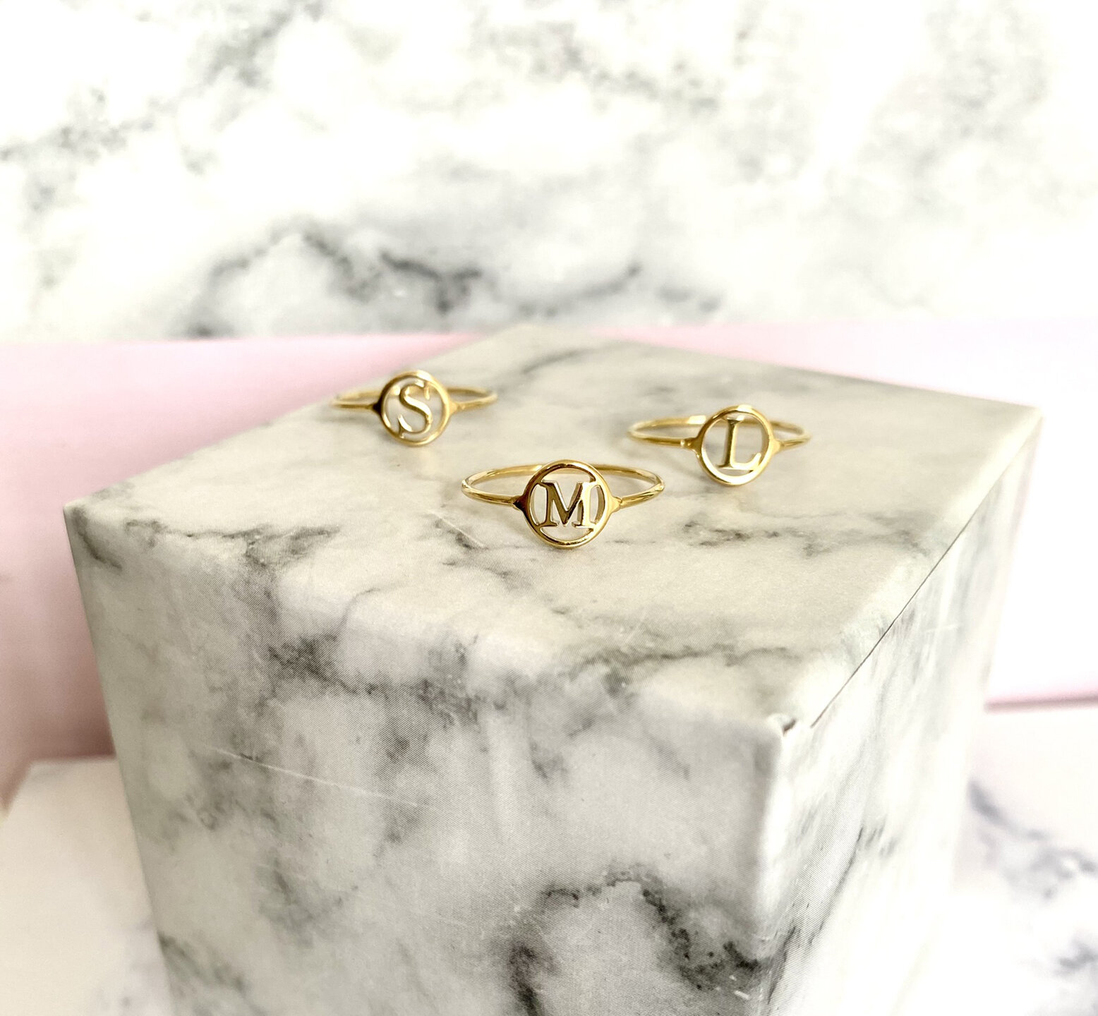 Charmin's Open Round Signet Ring Gold Plated Initials R1121 Letter Y
