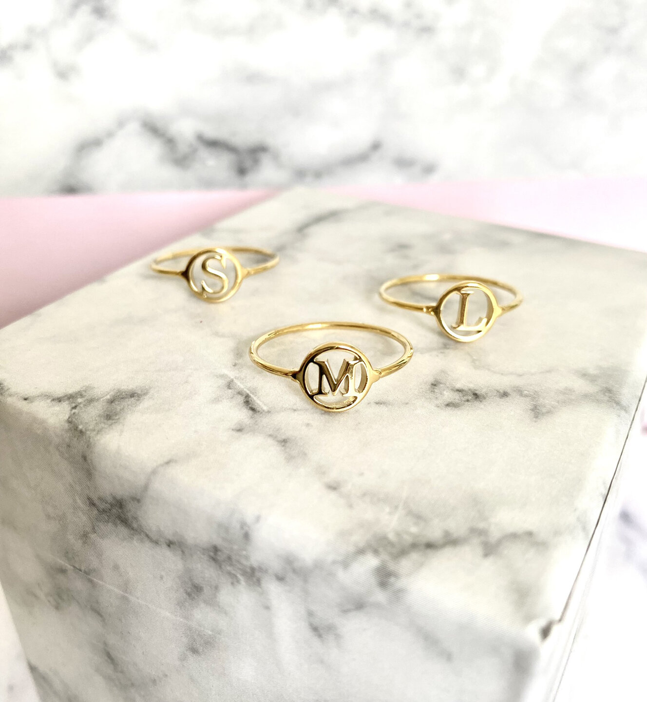 Charmin's Open Round Signet Ring Gold Plated Initials R1121 Letter Z