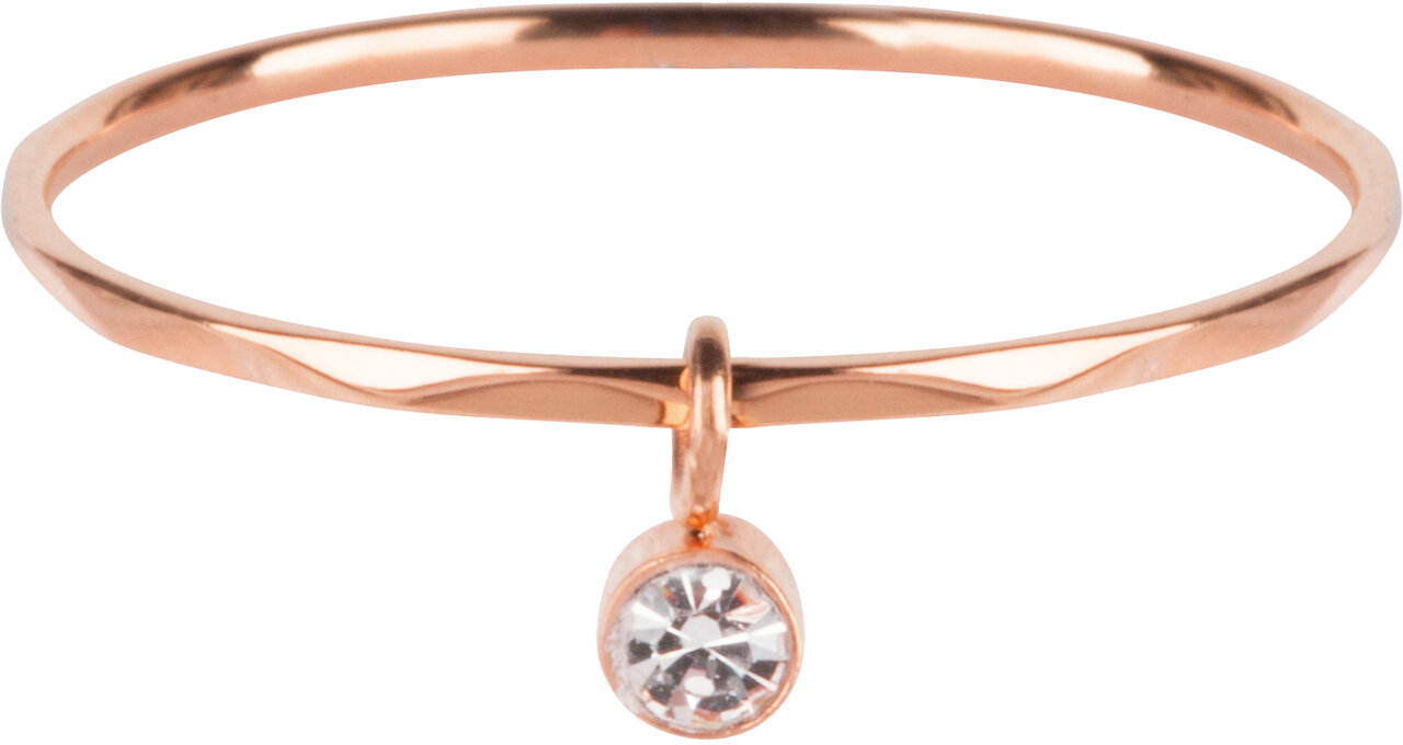 R578 Dangling Crystal CZ Rose Gold Steel