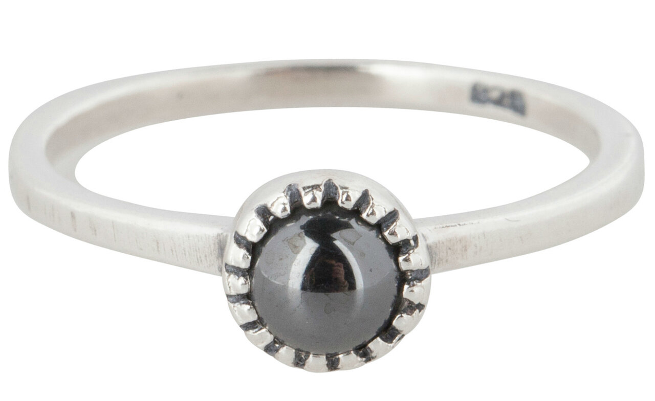 Ring R297 Hematite 'Natural Stone'