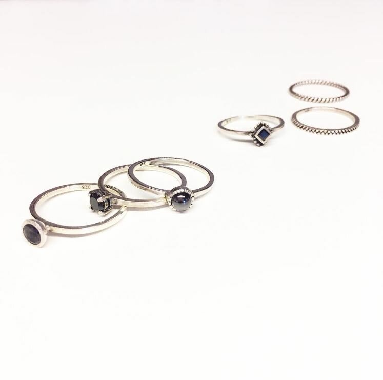 Ring R297 Hematite 'Natural Stone'