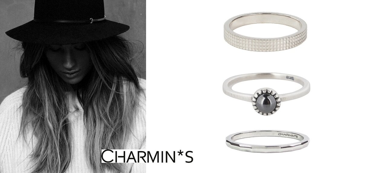Ring R297 Hematite 'Natural Stone'