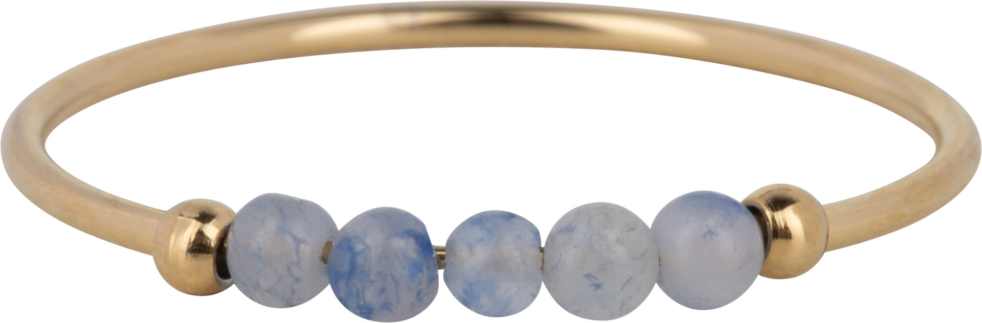 Charmin's Anxiety Ring Blauwe Aventurijn Edelsteen Kraaltjes Goldplated Palm R1199