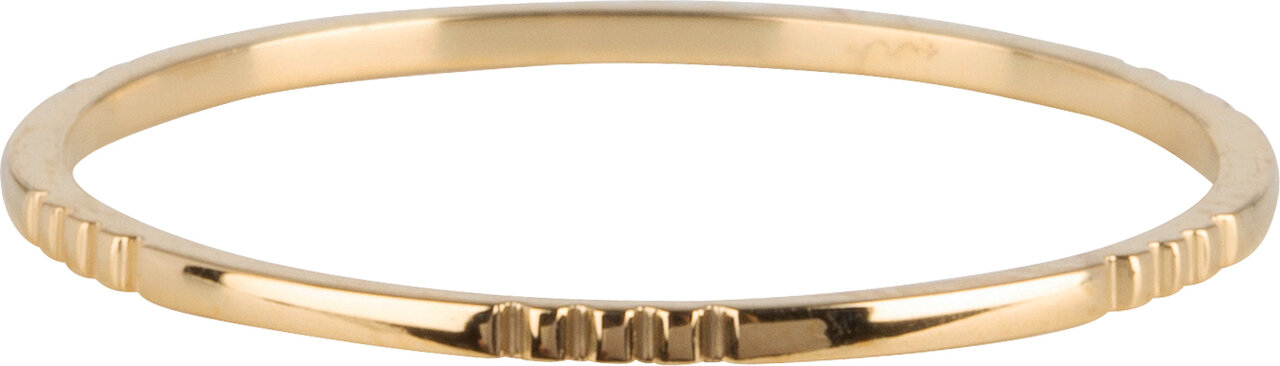 Charmin&rsquo;s goudkleurige stapelring R738 Small Basics 6 triple engravings goldplated staal