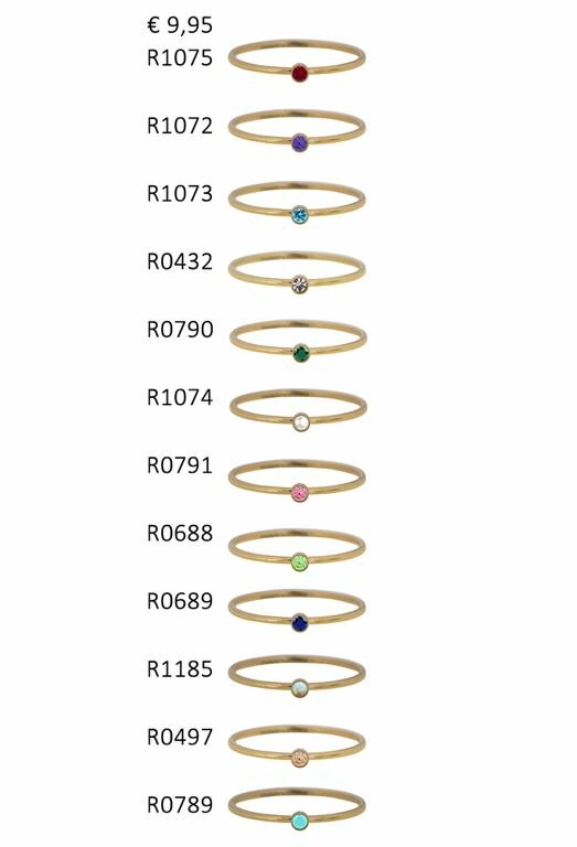 Charmin's € 9,95 Birthstone Ringen, 48 ringen, 4 maten, met Display; Easy Order