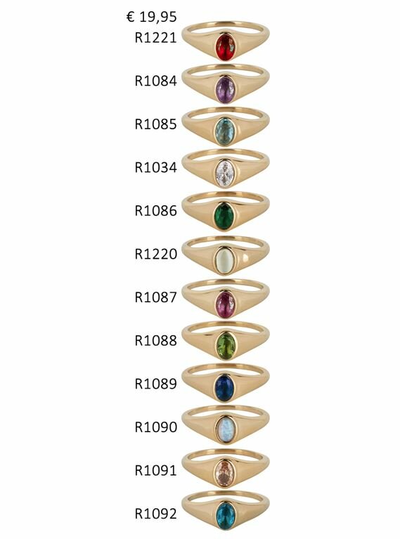 Charmin's € 19,95 Birthstone Ringen, 48 ringen, 4 maten, met Display; Easy Order