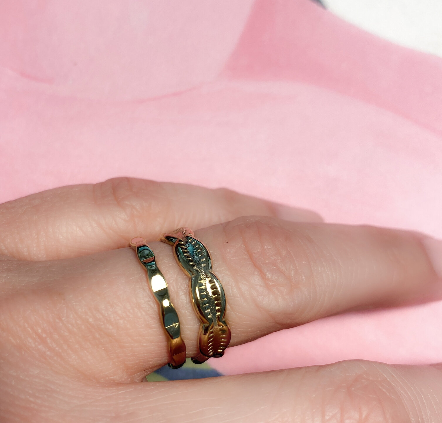 Charmins Ring Kaurimuscheln Muscheln Stahl R1246