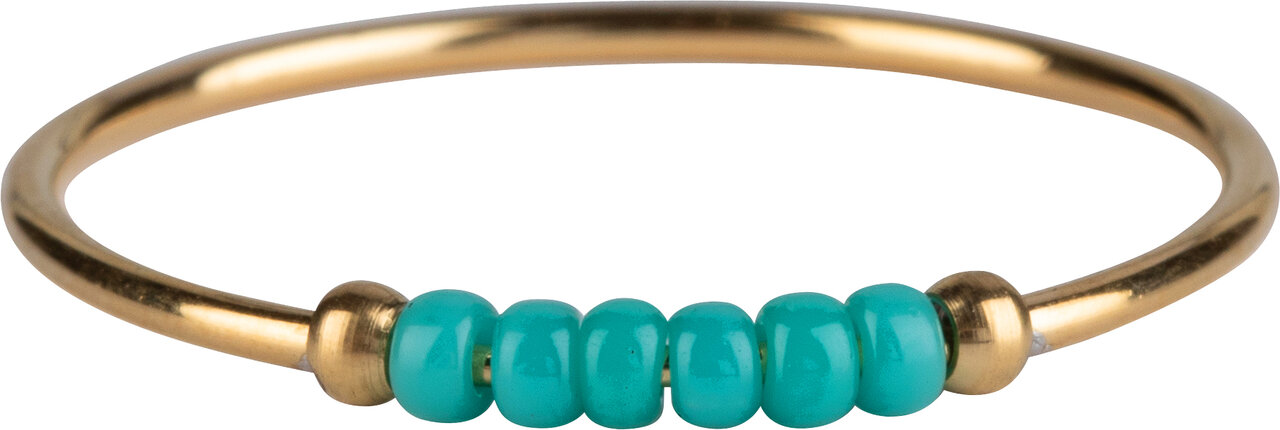 Anxiety Ring Palm Petrol Blue Beads Goldplated R986/KR121