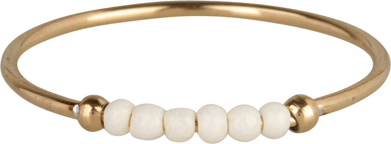 Anxiety Ring Palm White Beads Goldplated R989/KR115 