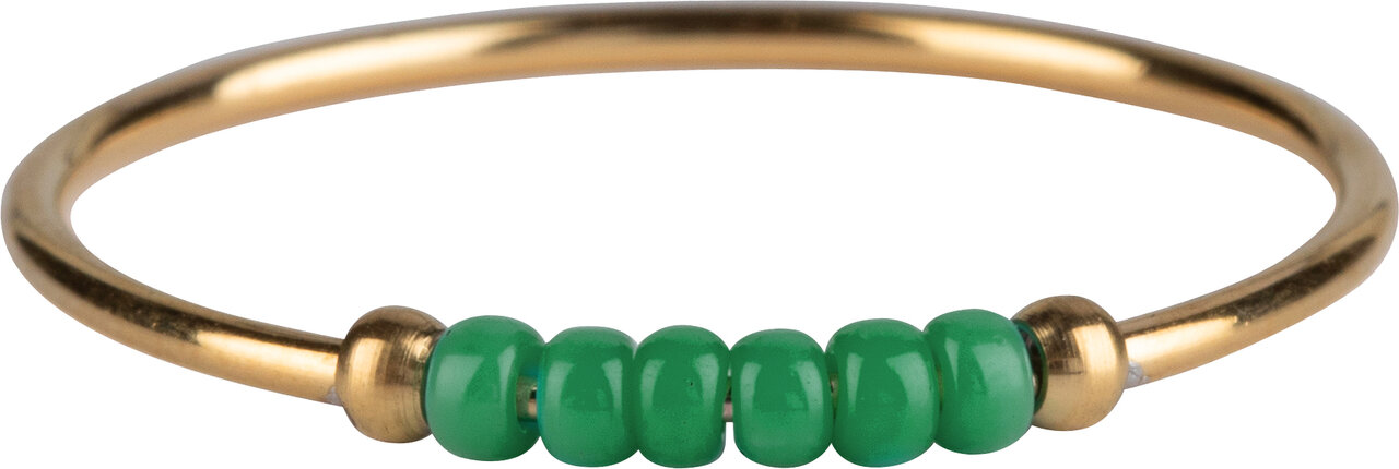 Anxiety Ring Palm Green Beads Goldplated R987/KR124