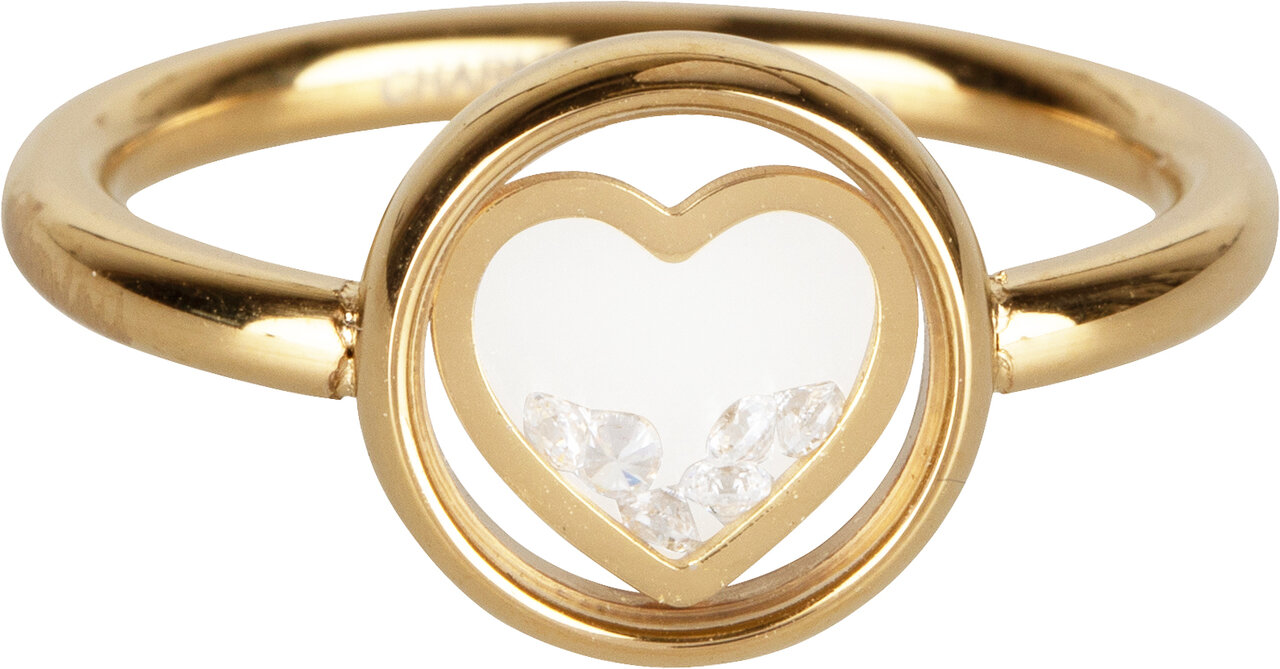 R961 Dancing love white crystal gold
