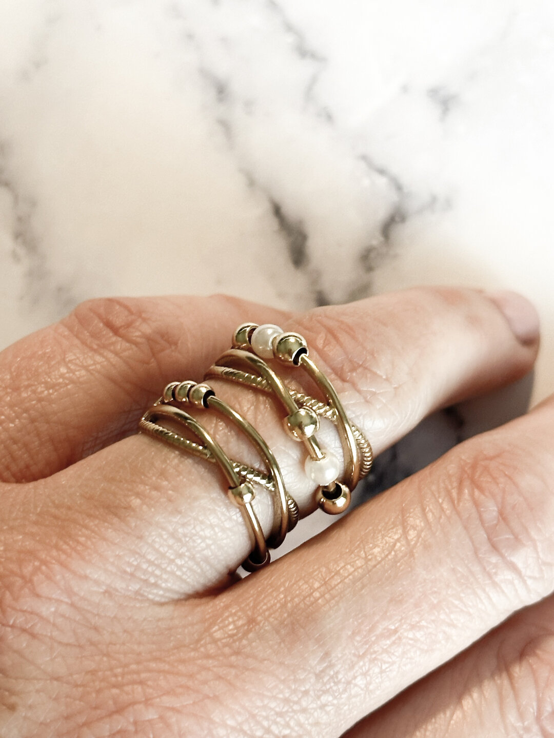 Charmin's Gedraaide Ring Balletjes Anxiety Fidget Staal R1360
