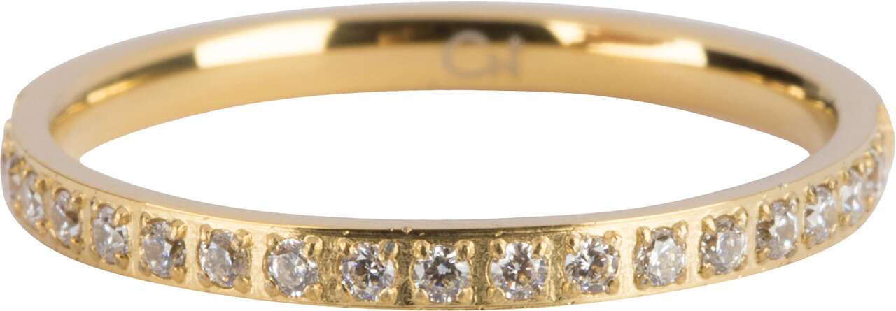 Charmin’s Goudkleurige Stapelring Alliance Witte Kristal 2MM Staal R639