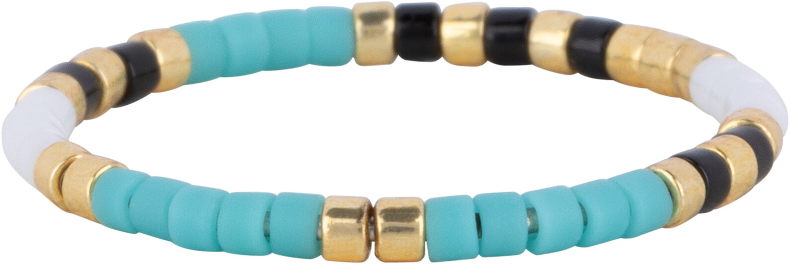 Charmin's Miyuki Kralen Goud Wit Turkoois Zwart Anxiety Fidget Ring R1535
