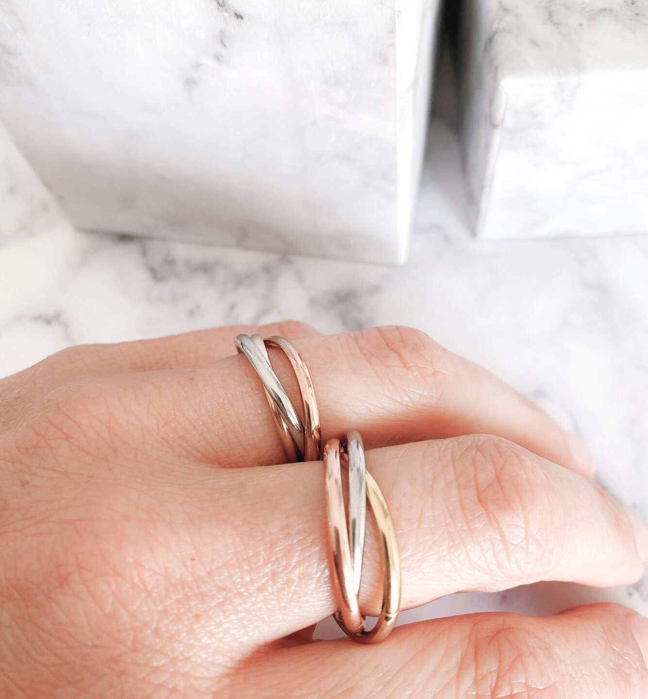 Charmin's Trinity Rolling Anxiety Fidget Ring Rose-Goud-Staalkleurig R1067