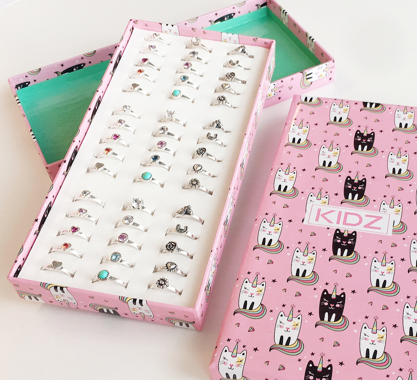 KIDZ 45 bagues pour enfants en argent en 3 tailles en présentoir, commande facile (1)