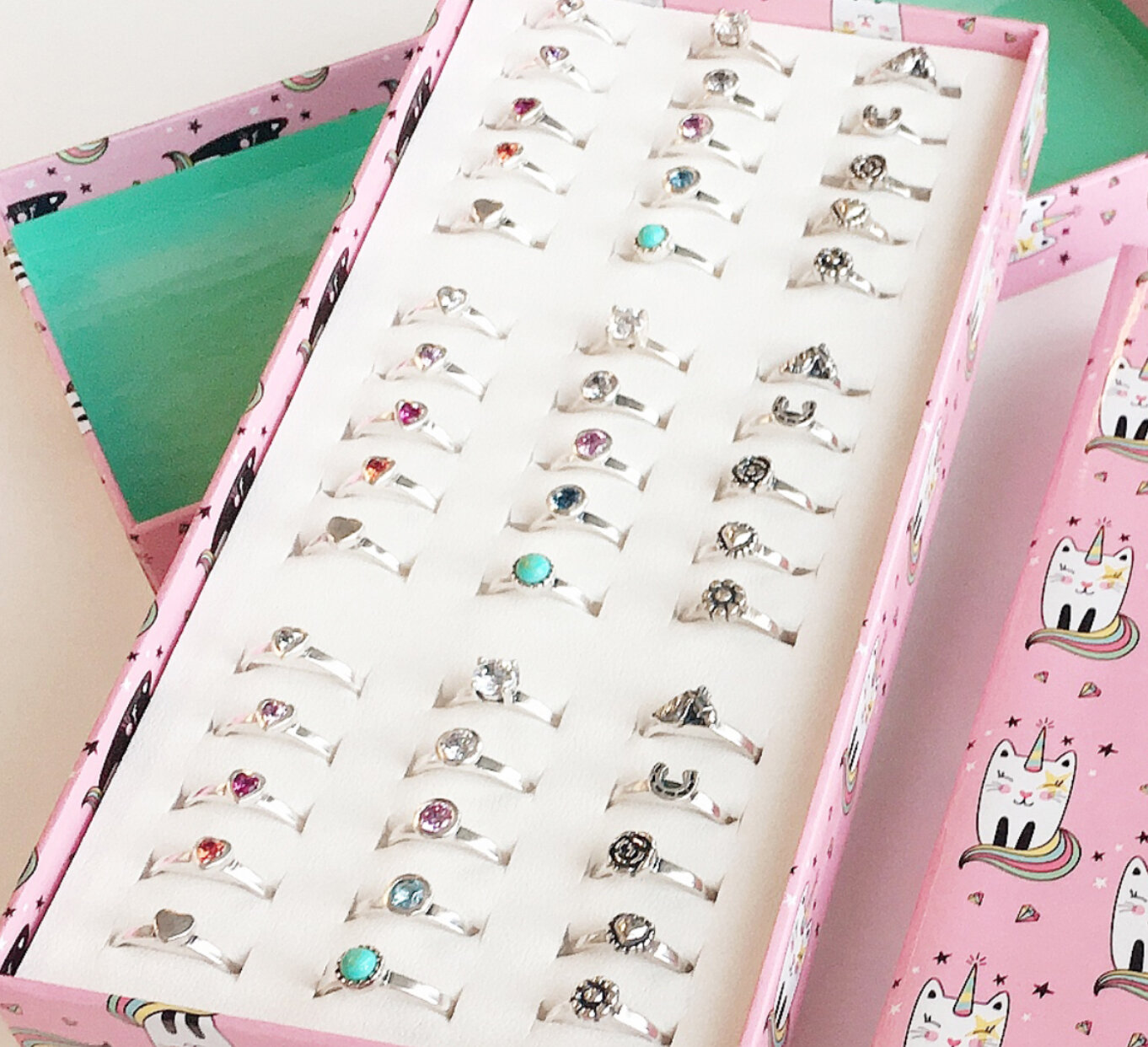 KIDZ 45 bagues pour enfants en argent en 3 tailles en présentoir, commande facile (1)