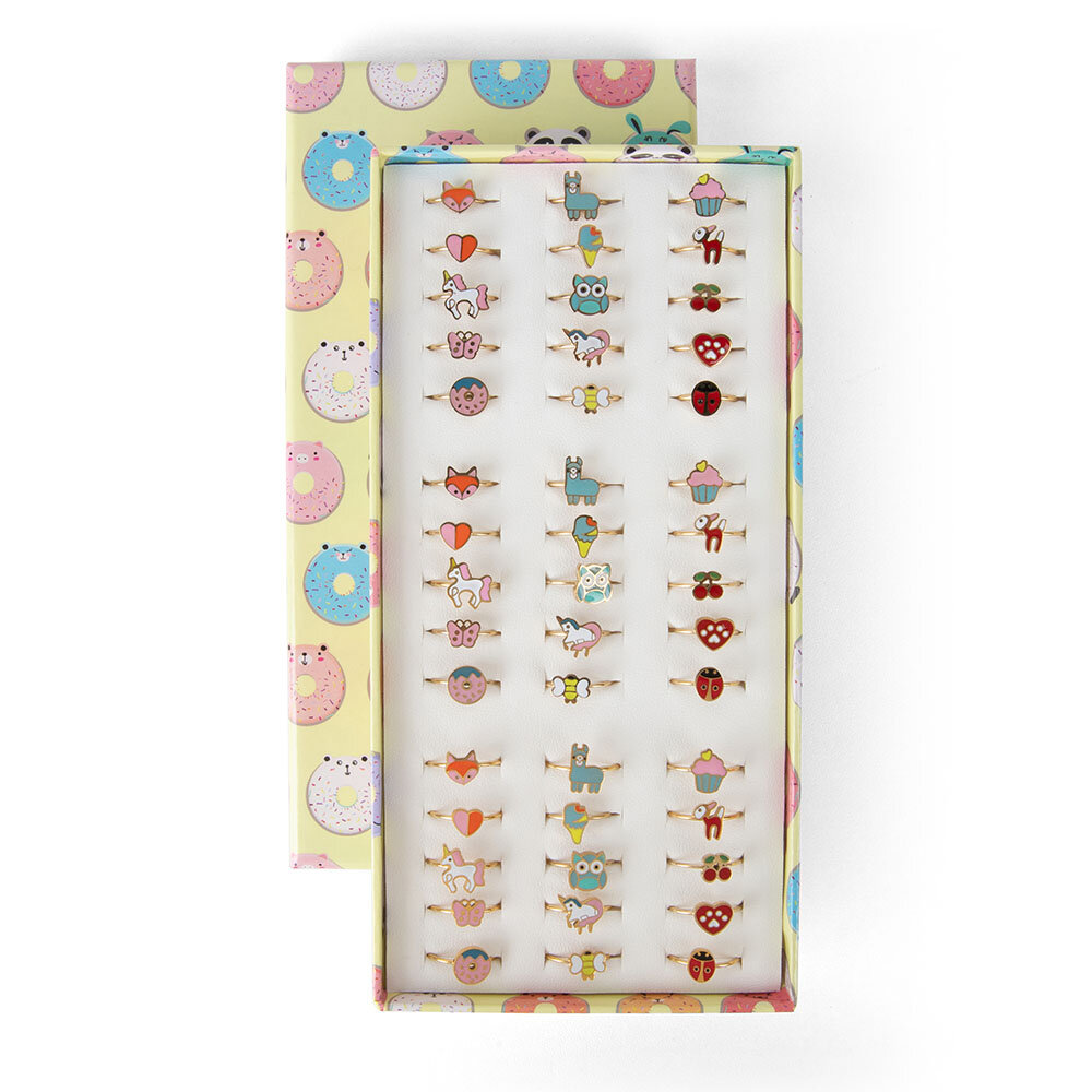 Kidz "Donut" Easy Order met Display, stalen goldplated kinderringen in 3 maatjes (3)
