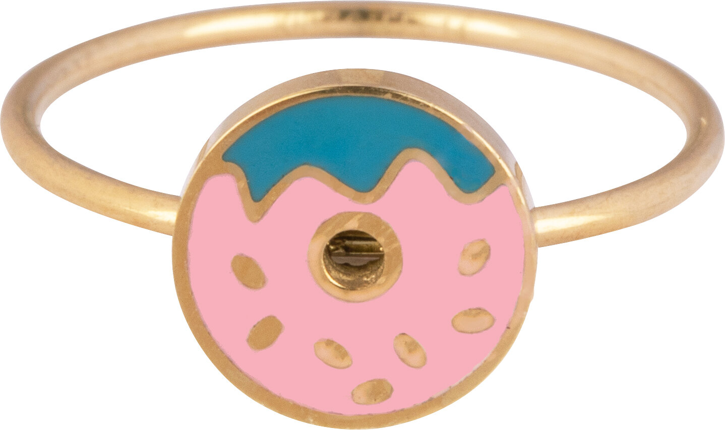 Kidz "Donut" Easy Order met Display, stalen goldplated kinderringen in 3 maatjes (3)