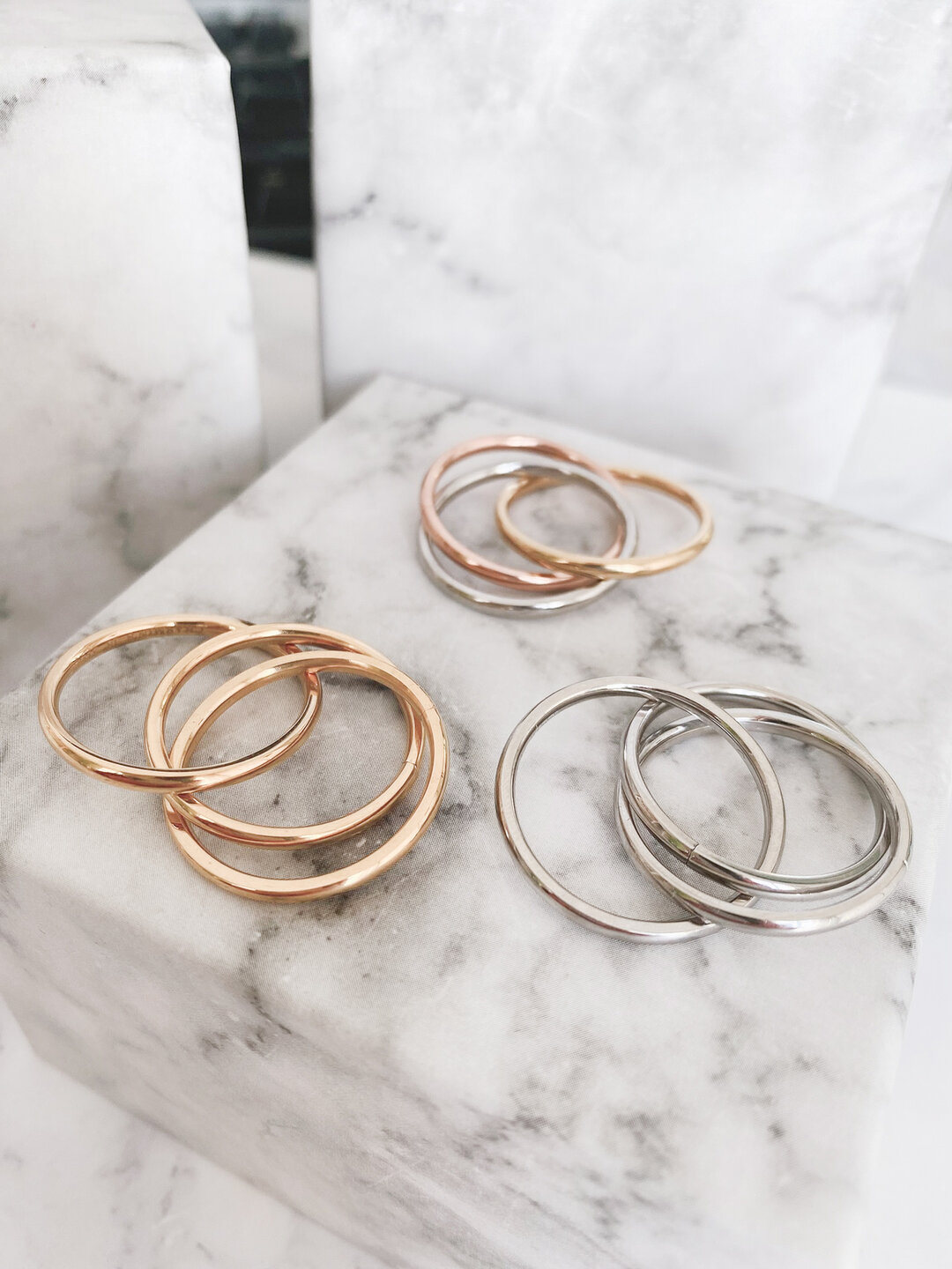 Charmin's Trinity Rolling Anxiety Fidget Ring Rose-Goud-Staalkleurig Smal R1645
