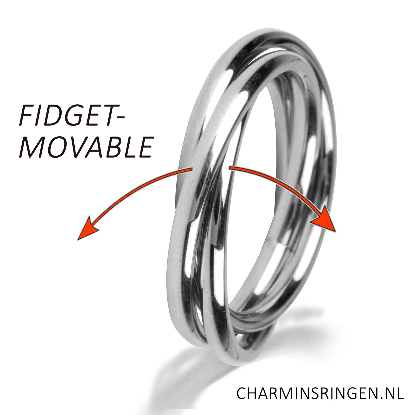 Charmin's Trinity Rolling Anxiety Fidget Ring Staal R1065