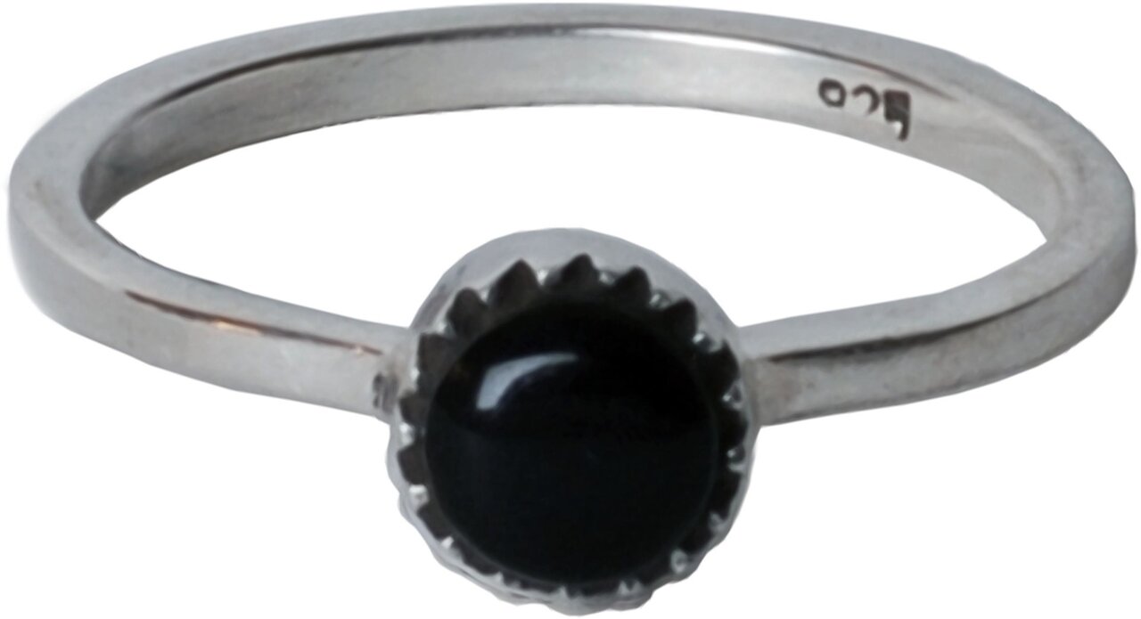Charmin's Zilveren Ring Ronde Onyx R038 – Authentiek Handgemaakt Zilver